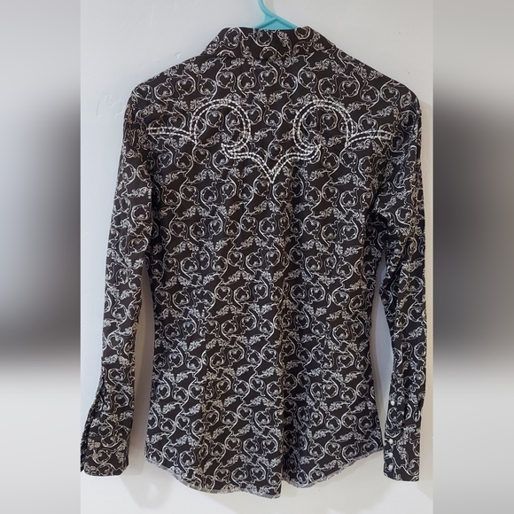 Ariat Brown And White Long Sleeve Womens Size Small - Picture 5 of 7